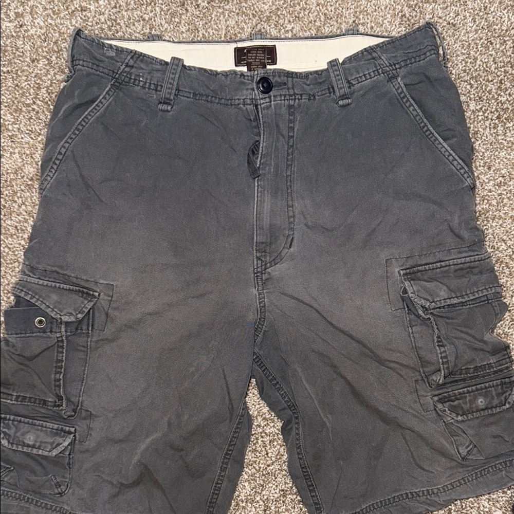 Abercrombie Fitch Men's Gray Cargo Shorts dark blue size 33